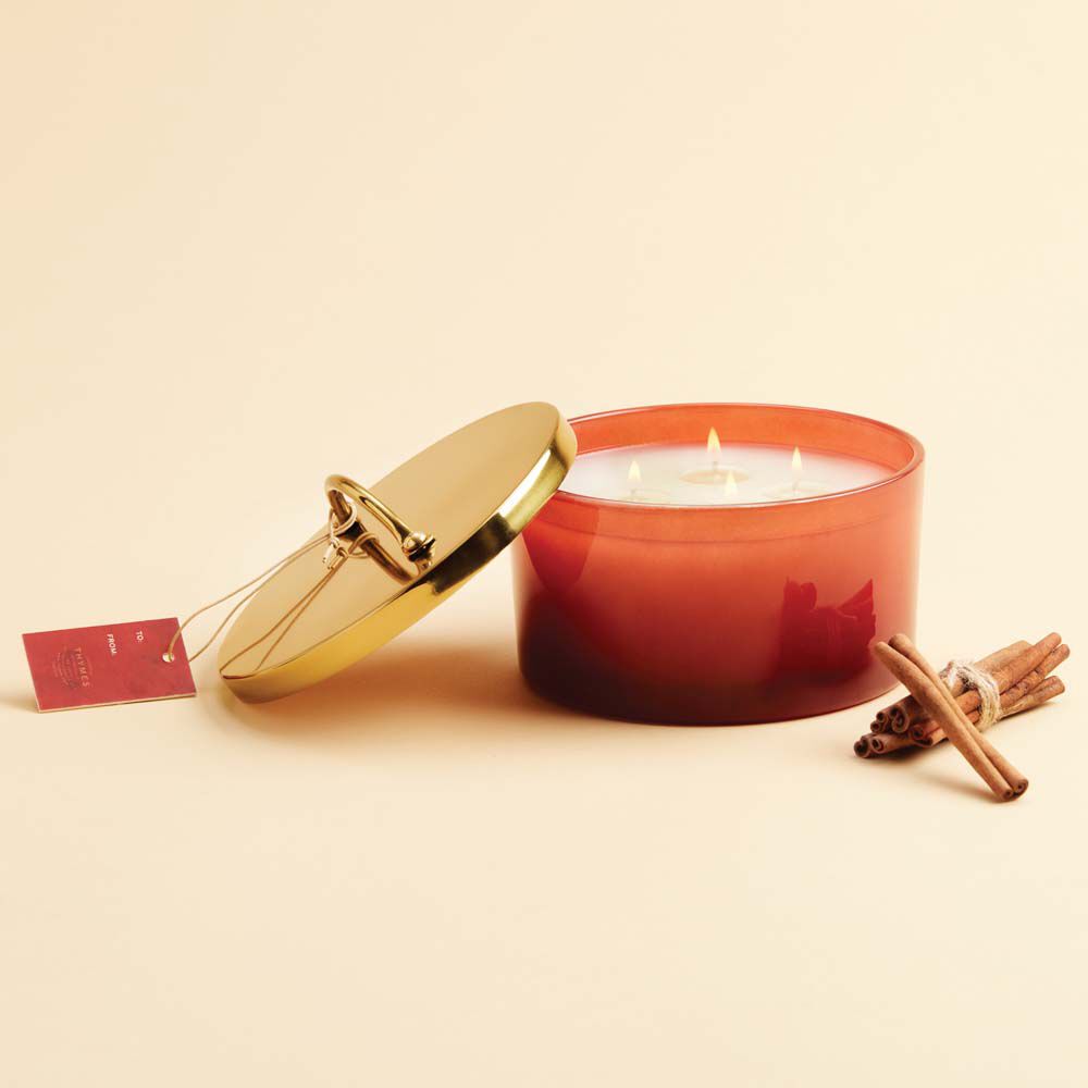 Thymes Simmered Cider Harvest Red 4-Wick Candle feature image number 1